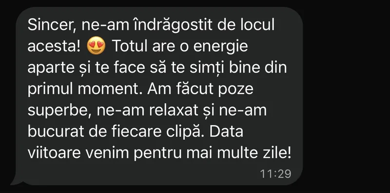Mesaj de la un oaspete (WhatsApp, anonimizat)