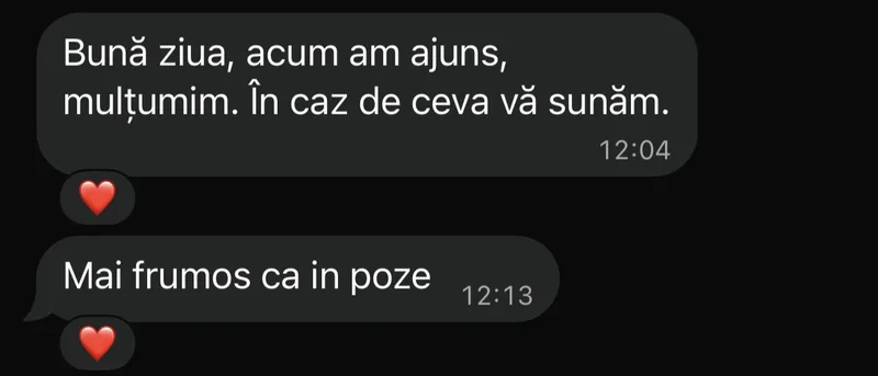 Mesaj de la un oaspete (WhatsApp, anonimizat)